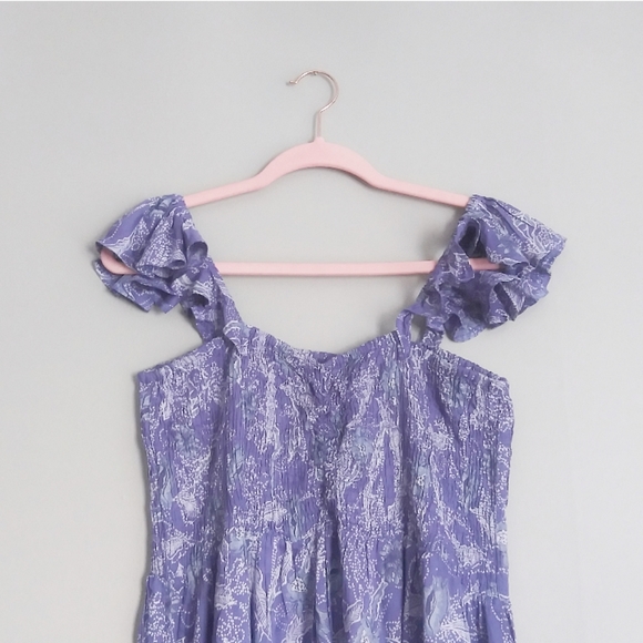 NWT Boho Me Smocked Ruffle Strap Wide Leg Flowy Resort Jumpsuit - Picture 3 of 5